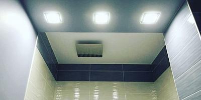 Двухуровневый натяжной потолок в ванную 7 кв.м